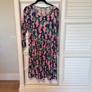 Lilly Pulitzer Geanna  Navy Pink and Green Floral Dress. Size medium